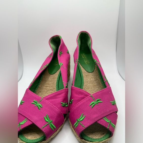 Lauren Ralph Lauren Shoes - Lauren Ralph Lauren Pink Espadrille Flats with Green Embroidery size 9